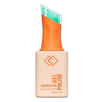 Beholder med Gellak Cupio Sunkissed - Seaside Rendezvous 15 ml. Moderne beholder med et stilfuldt design og farvekodet låg, der viser den smukke gellakfarve.