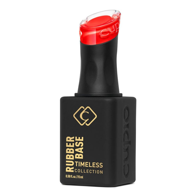 Rubber Base Endless Red – beholder set fra siden med en intens rød farve. En fleksibel og holdbar rubber base i kraftig, højpigmenteret rød farve, perfekt til negleforstærkning og nail art.