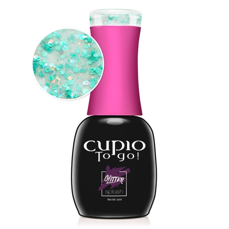 Gellak Cupio To Go! Glitter Splash - Aqua Glam 15 ml